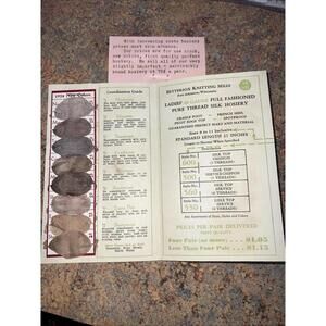 Bettersox Knitting Mills Fort Atkinson, WI Ladies Pure Silk Hosiery Sample Card
